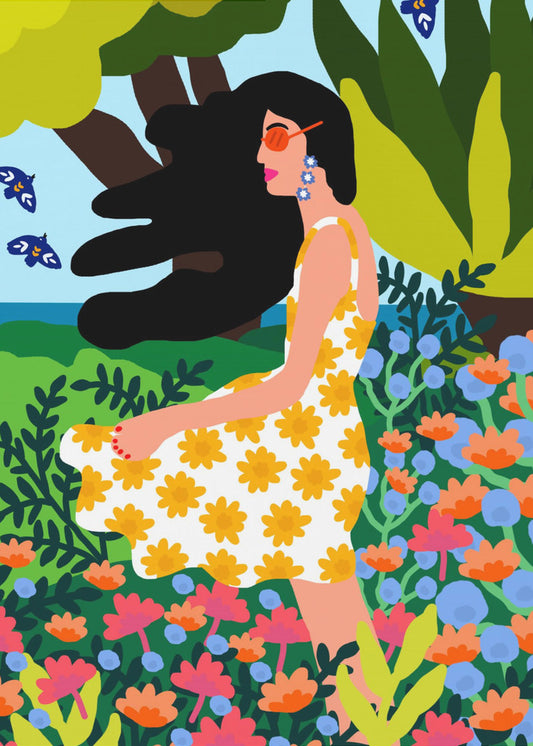Florales Sommermädchen | Leinwand