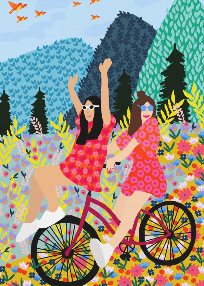 Freunde auf dem Fahrrad | Leinwand
