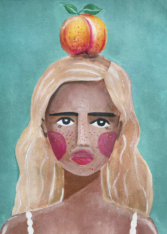 Frau mit Pfirsich | Poster