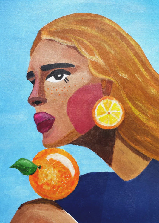 Frau mit Orange | Poster