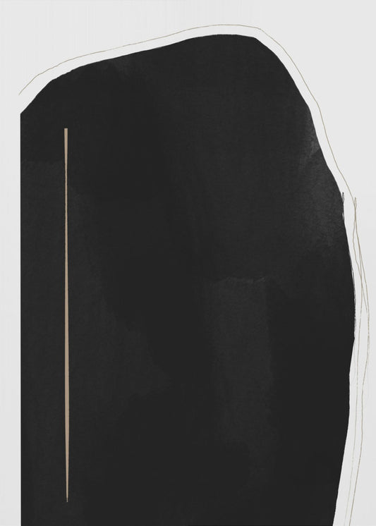 Unregelmäßige schwarze Form mit einer dünnen vertikalen Linie | Poster