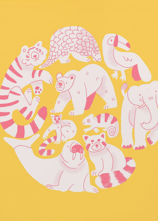 Gelbe Tiercollage | Poster