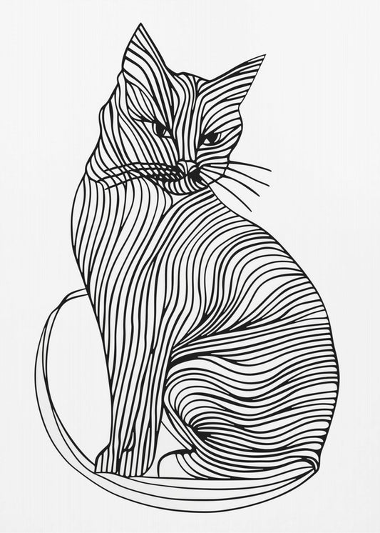 Linienkunst Katze | Leinwand