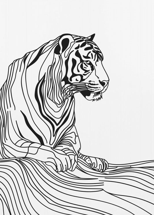Linienkunst Tiger | Leinwand