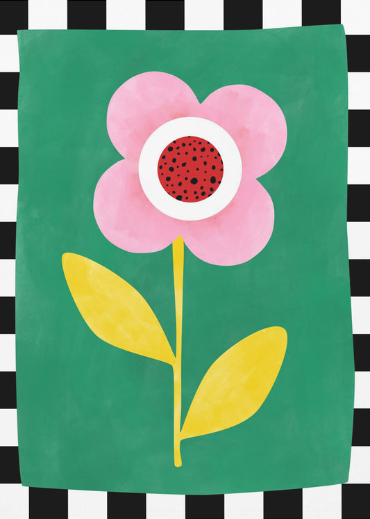 Pink Flower with Yellow Leaves | Canvas