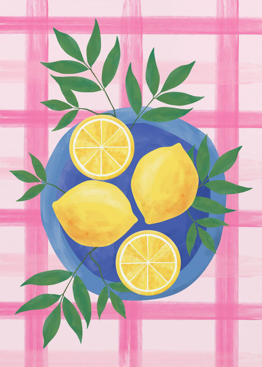 Lemons on a Blue Plate | Canvas