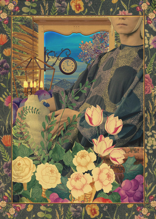 Surreale Blumenportal-Collage | Leinwand