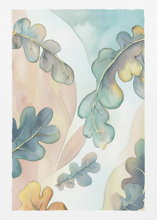 Aquarell Eichenblätter | Leinwand