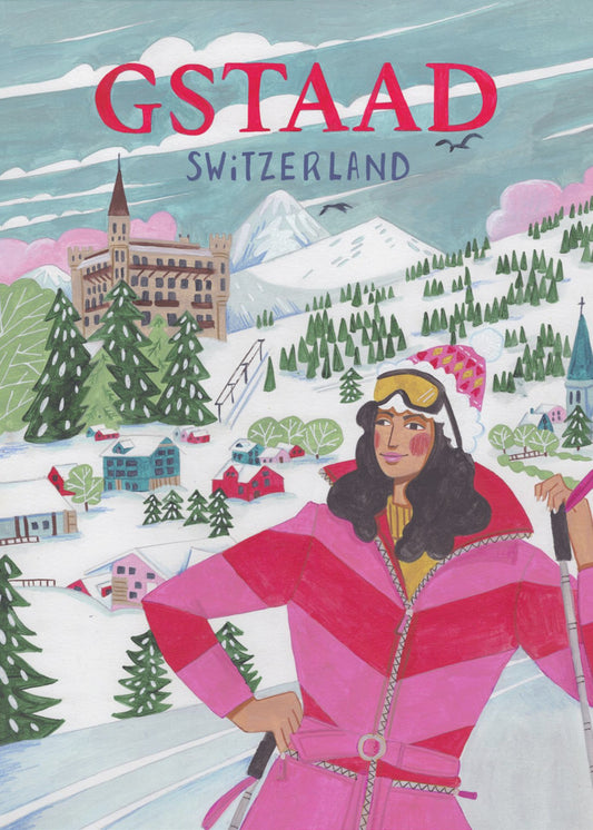 Reiseposter Frau in Gstaad, Schweiz | Poster
