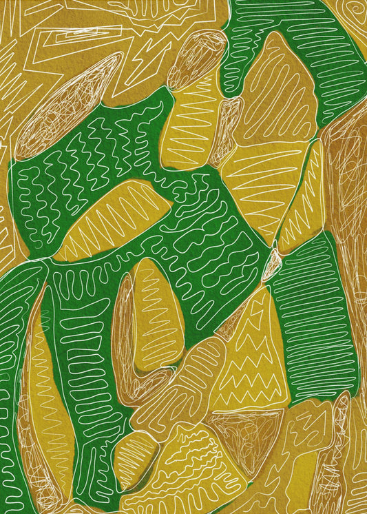 Abstrakt in Gold und Grün | Poster