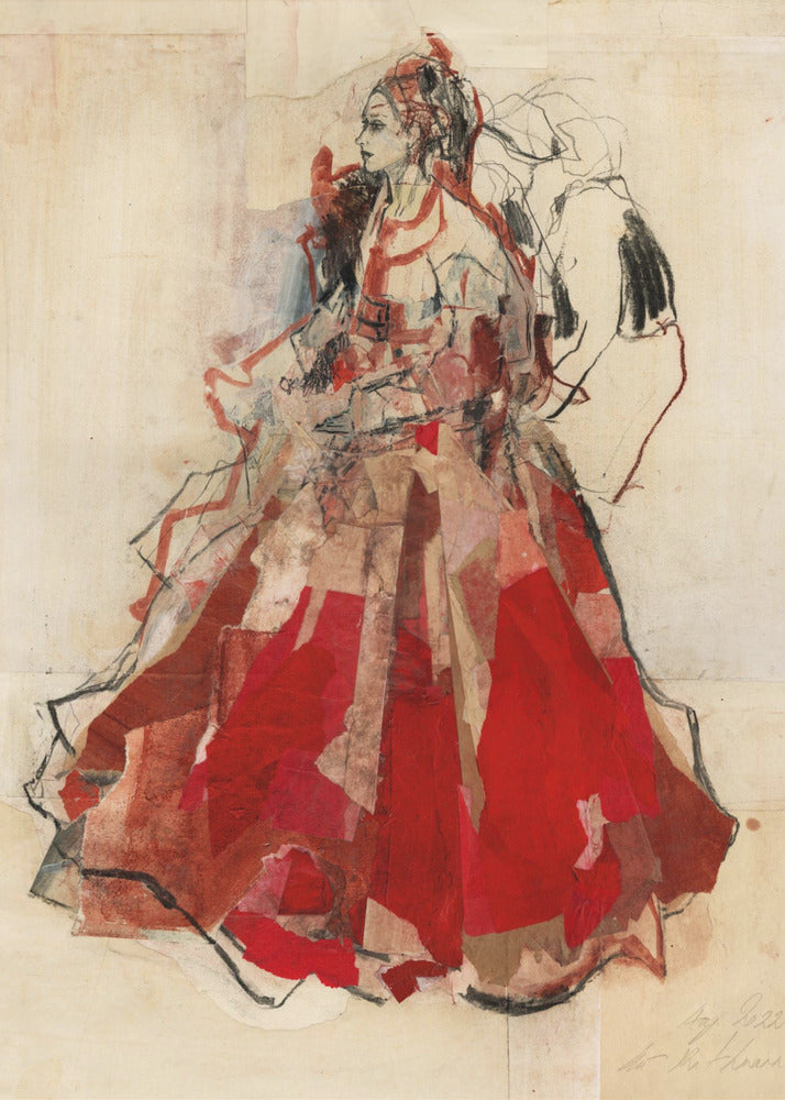 Woman in a Vibrant Red Dress | Poster