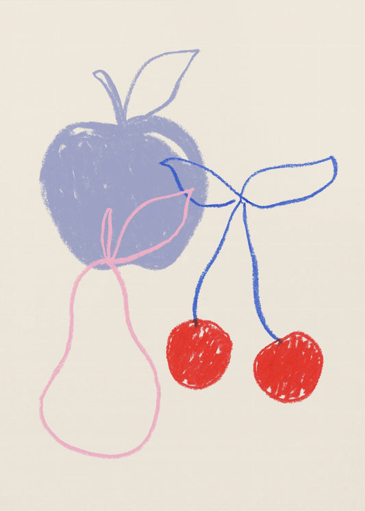 Apfel, Kirsche und Birne | Poster