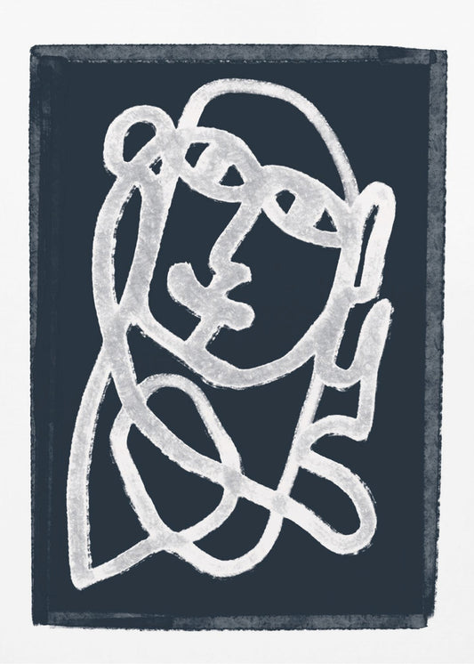 Marineblaue abstrakte Linienzeichnung | Poster