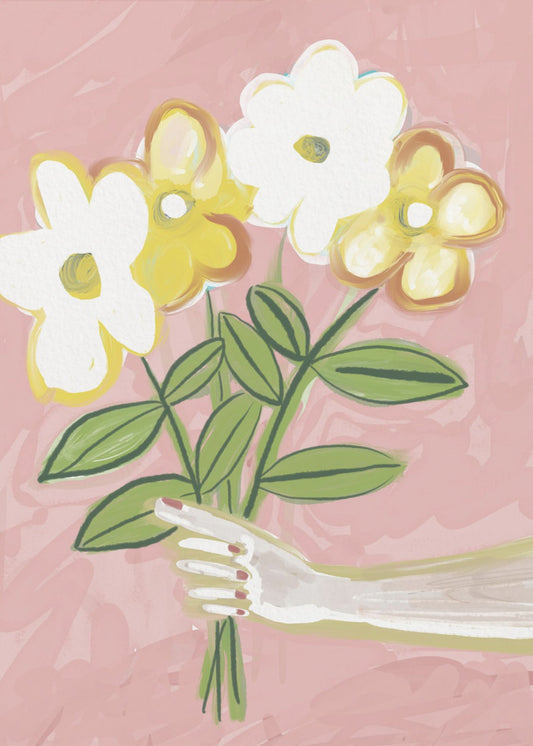 Blumenstrauß Rosa und Gelb | Poster