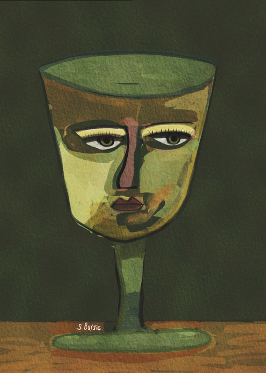 Weinglas Dame grün | Poster