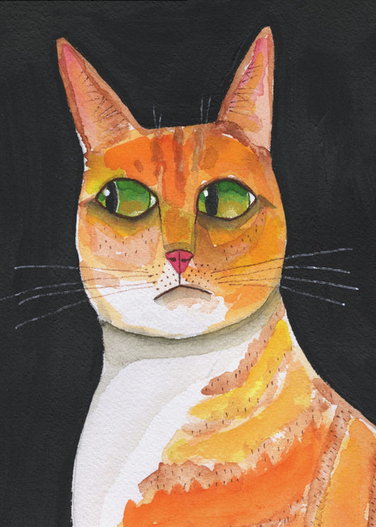 Seitenaugen-Katze Nahaufnahme Ingwerkatze | Poster