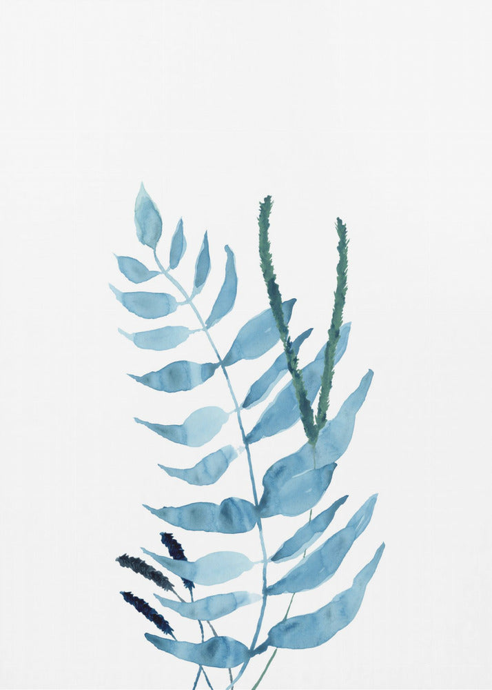 Blaue Aquarellblumen 2 | Leinwand