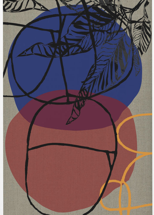Holzschnitt Blatt Lila Blau Rot Abstrakt 3 Finale | Poster
