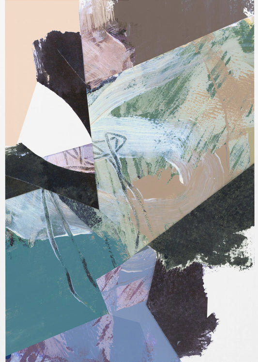 Blau Schwarz Neutral Weiß Abstrakt 2 | Poster