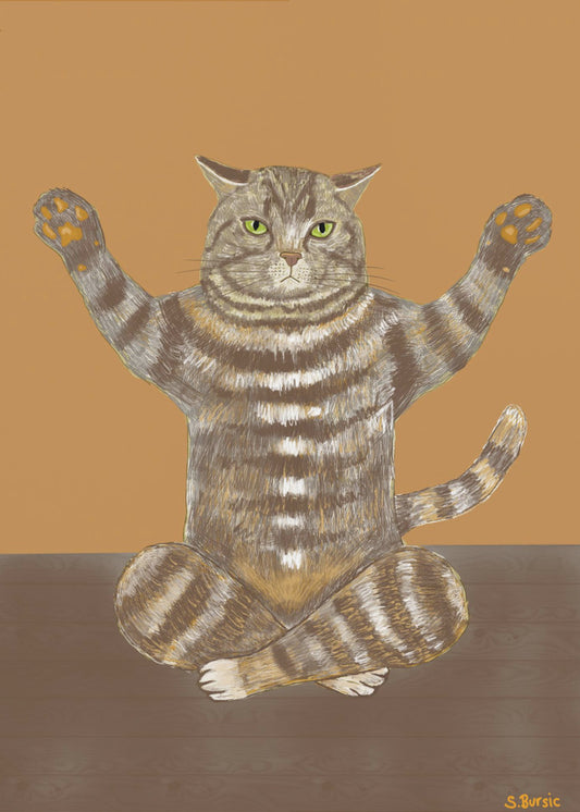 Yoga Katze Tan Hintergrund | Poster
