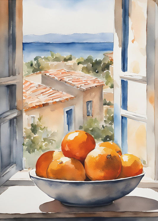 Orangenschale im Fenster | Leinwand
