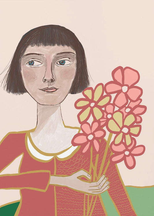 Frau mit Blumen | Poster