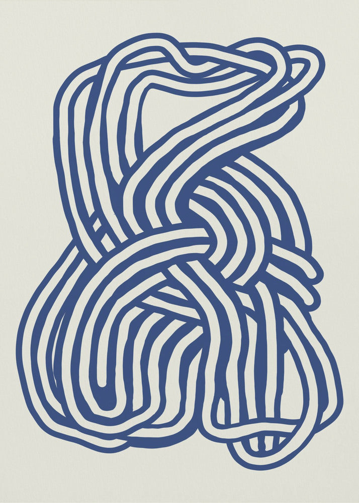 Line Art organische Form in Blau 02 | Leinwand