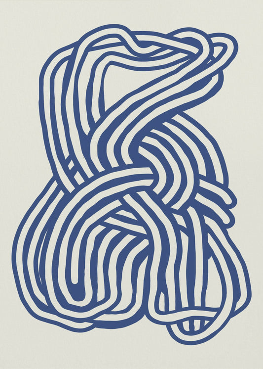Line Art organische Form in Blau 02 | Leinwand