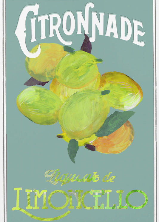 Citronnade Limoncello auf Blau | Leinwand