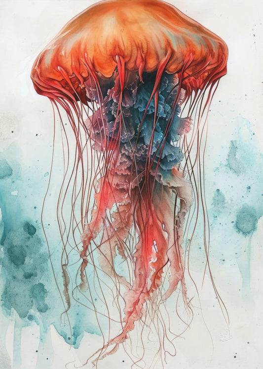Tier Aquarell Kunst Medusa Meeresleben | Leinwand