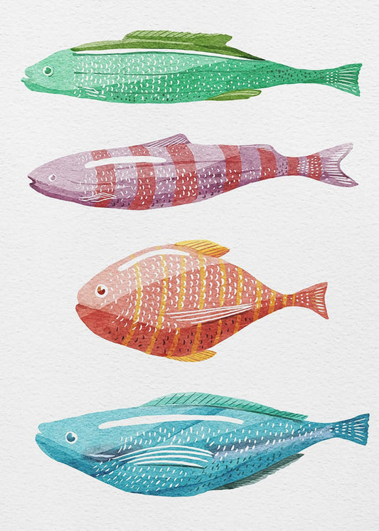 Vier bunte Fische | Leinwand