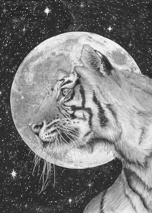 Mond und Tiger Original | Leinwand
