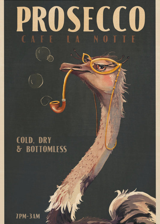 Art Deco Prosecco Wandkunst eines Straußes | Poster