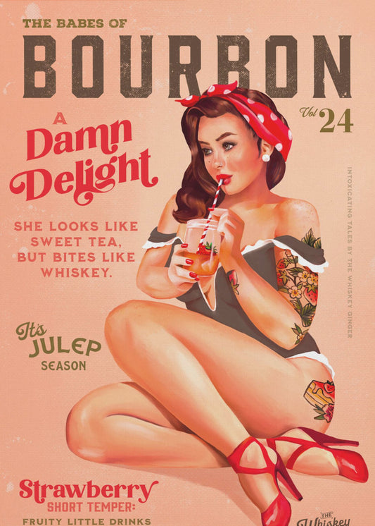 Bourbon Babes Vol 22 Vintage Pinup Girl trinkt einen Cocktail | Poster