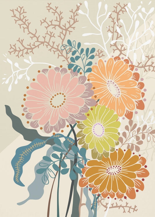 Frühlings-Gänseblümchen in Erdtönen | Poster