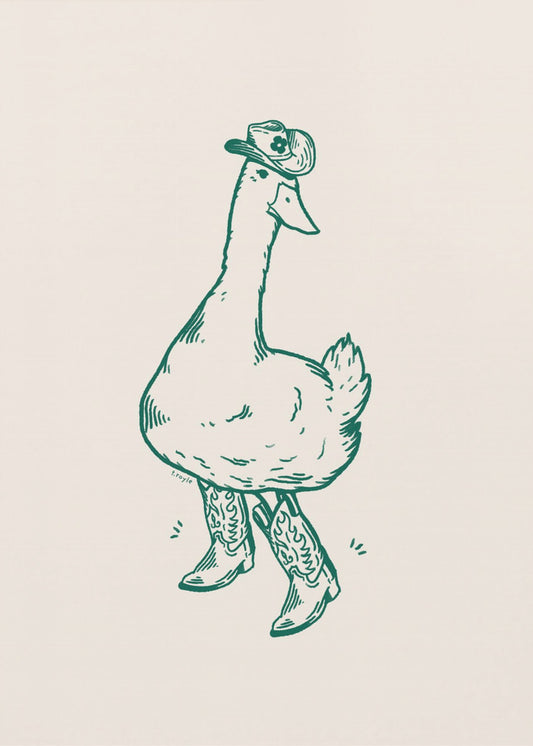 Ente in Westernstiefeln in Grün | Poster