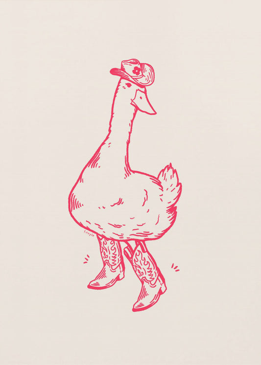 Ente in Westernstiefeln in Pink | Poster