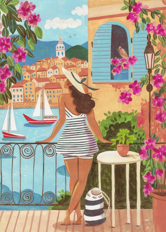 Reiseplakat Frau in Saint-Tropez, Frankreich | Poster