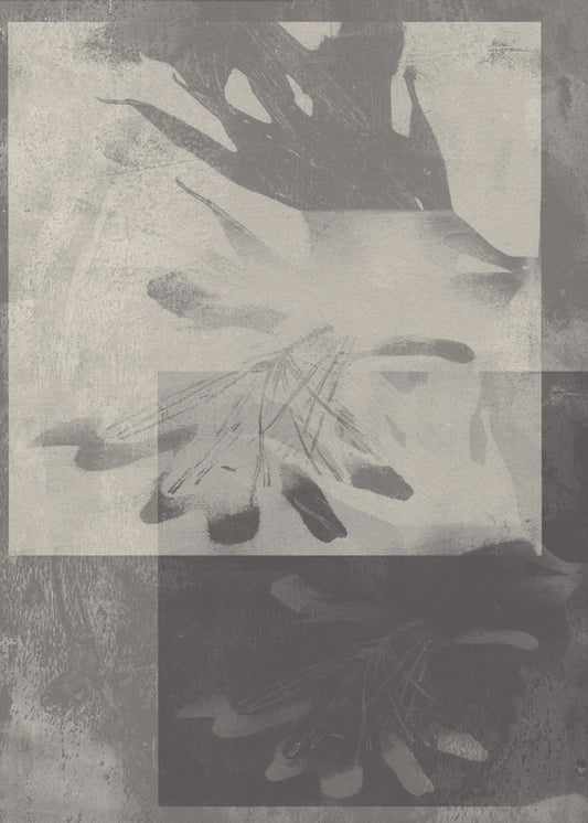 Whispering Leaves – Abstraktes Muster in Taupe und Weiß | Poster