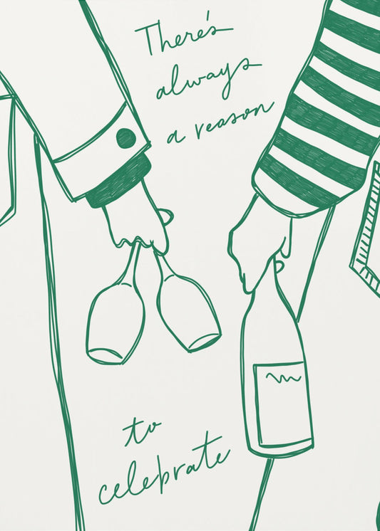 Frau hält Weinflasche und Weinglas (Grün) - Wine Vin Femme Vert | Leinwand