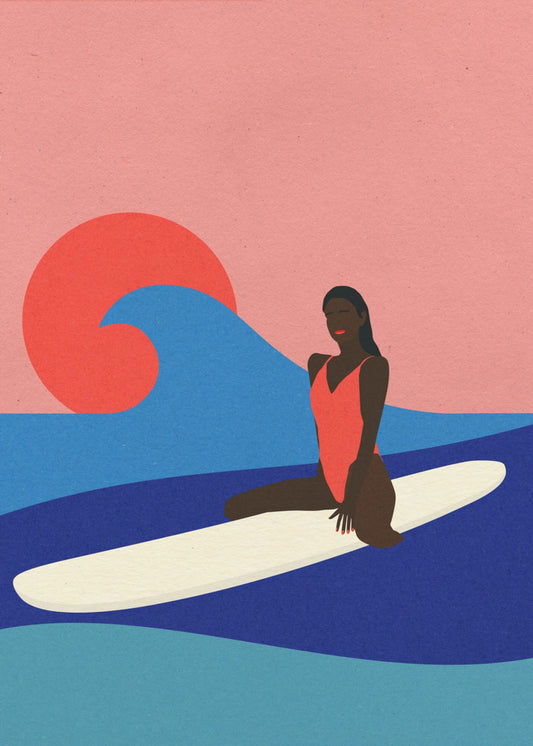 Mädchen auf einem Surfbrett | Poster