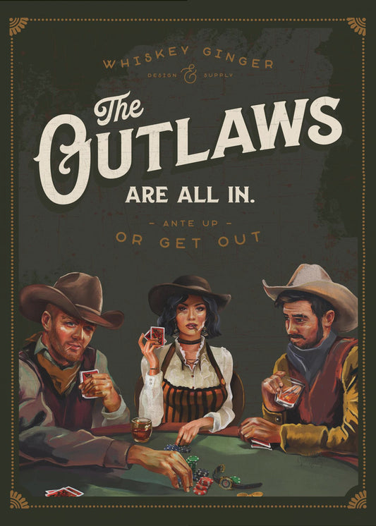 Outlaws Are All In Cool Cowboy Poker Art | Poster