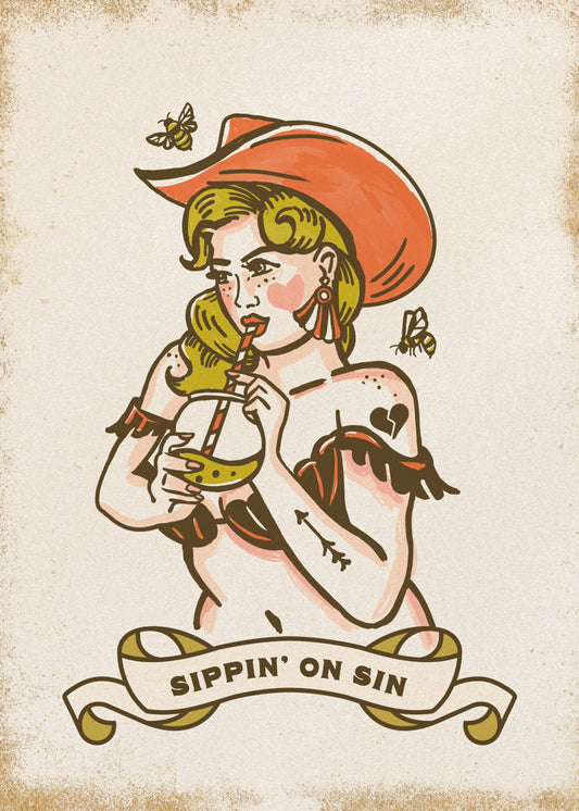 Sippin On Sin Cute &amp; Sassy Cowgirl Art | Poster