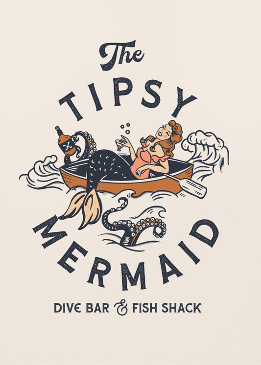 Tipsy Mermaid Dive Bar Meerjungfrau Kunst | Poster