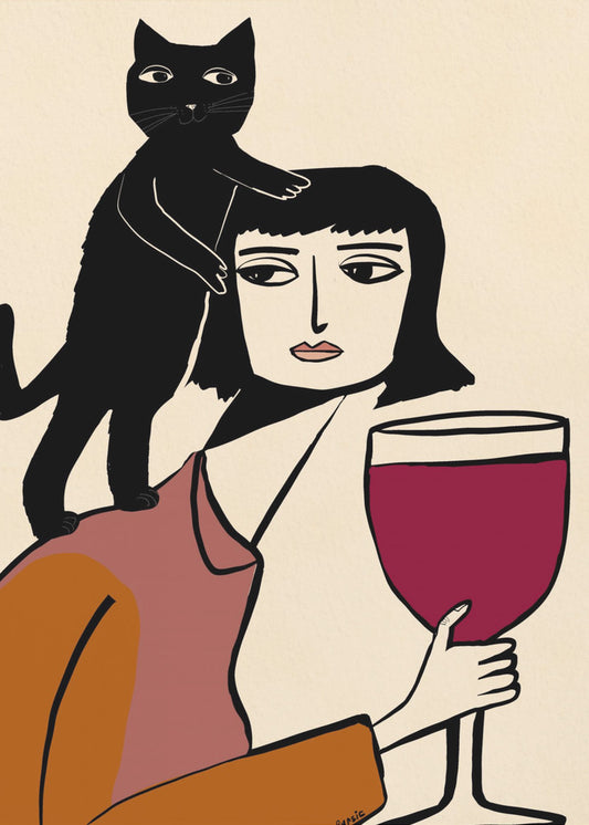 Wein- und Katzenliebhaber | Leinwand