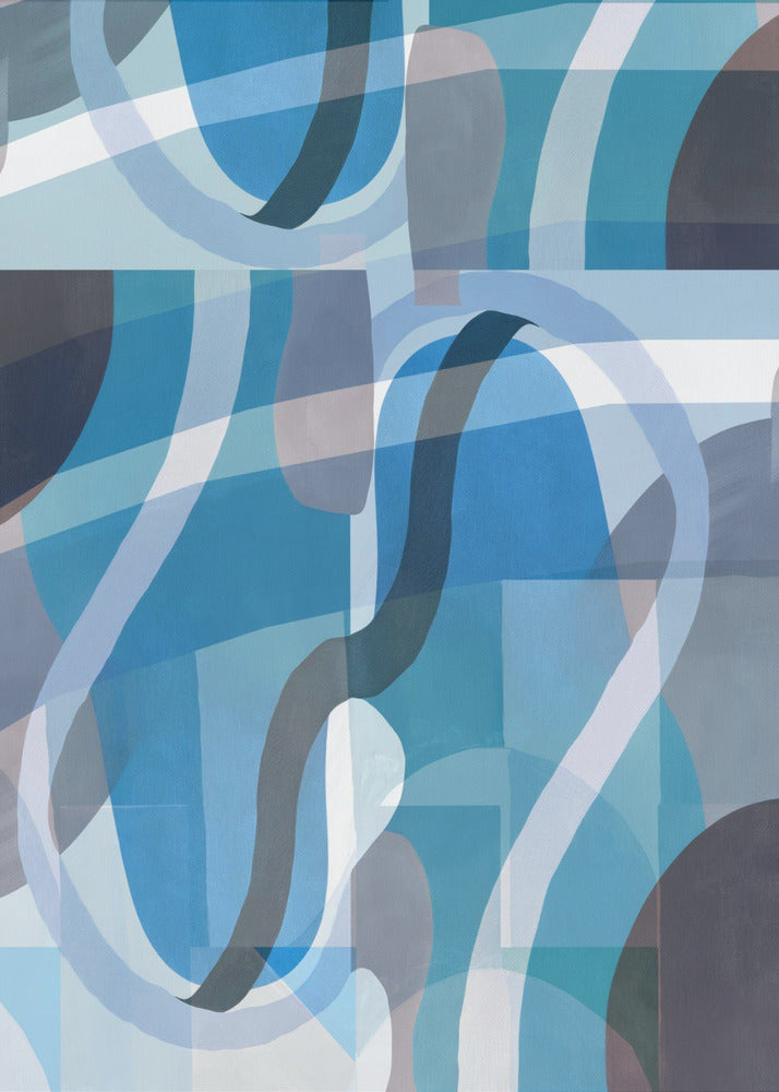Abstrakte blaue und neutrale Kurvenformen 2 | Poster