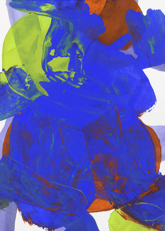 Kobaltblau Lila Gelb Chartreuse Orange Neutral Weiß Abstrakt 1 | Poster