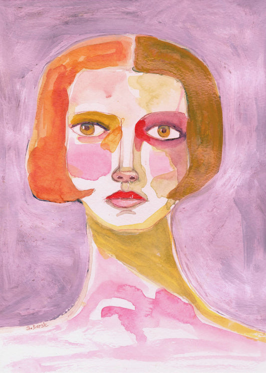 Lady with Bob haircut Mauve Lilac | Canvas
