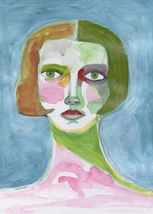 Dame mit Bob-Haarschnitt Blau | Poster