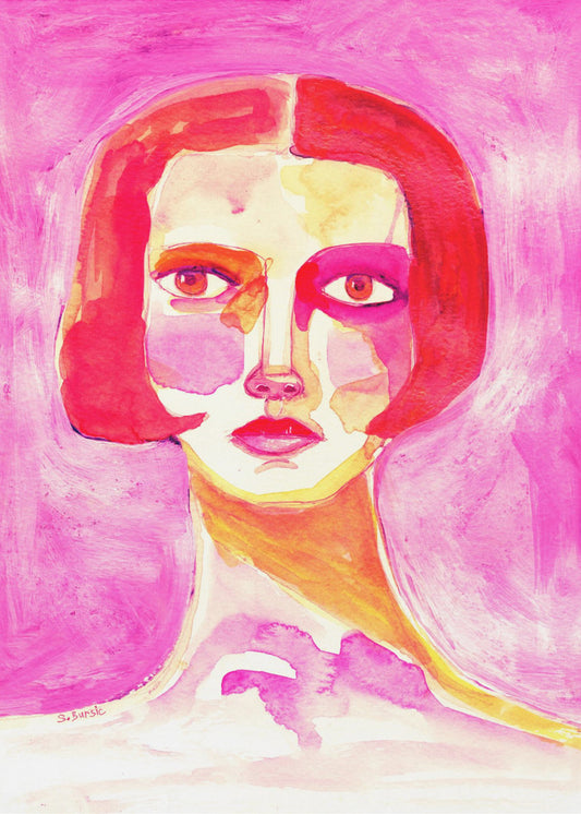 Dame mit Bob-Haarschnitt in Pink | Poster